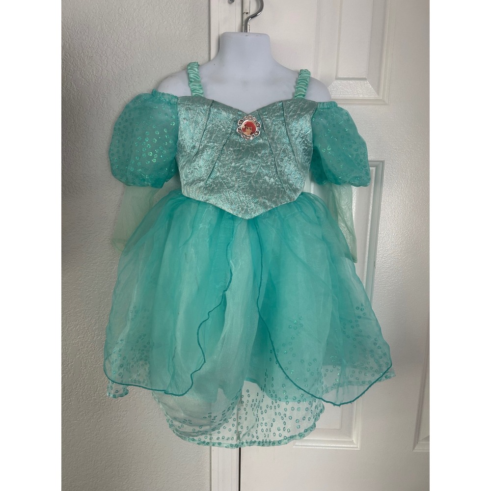 Disney Parks Ariel The Little Mermaid Costume Dress Teal Green Kids Size XXS 3
